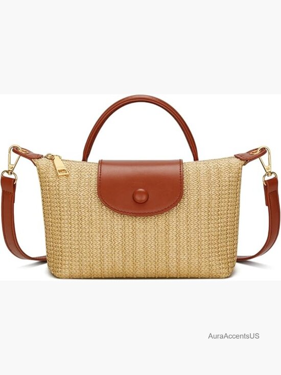 Handbags - Mini Straw Crossbody Handbag Summer Beach Bag Woven Purse